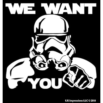 UR Impressions MWht We Want You - Storm Trooper Recruitment Decal Vinyl Sticker Graphics for Cars Trucks SUV Vans Walls Windows Laptop|Matte White|5.5 X 5.3 inch|URI210-MW