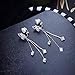 YOQUCOL Women Cubic Zirconia Crystal Long Drop Dangle Clip On Earrings For Not Pierced Women
