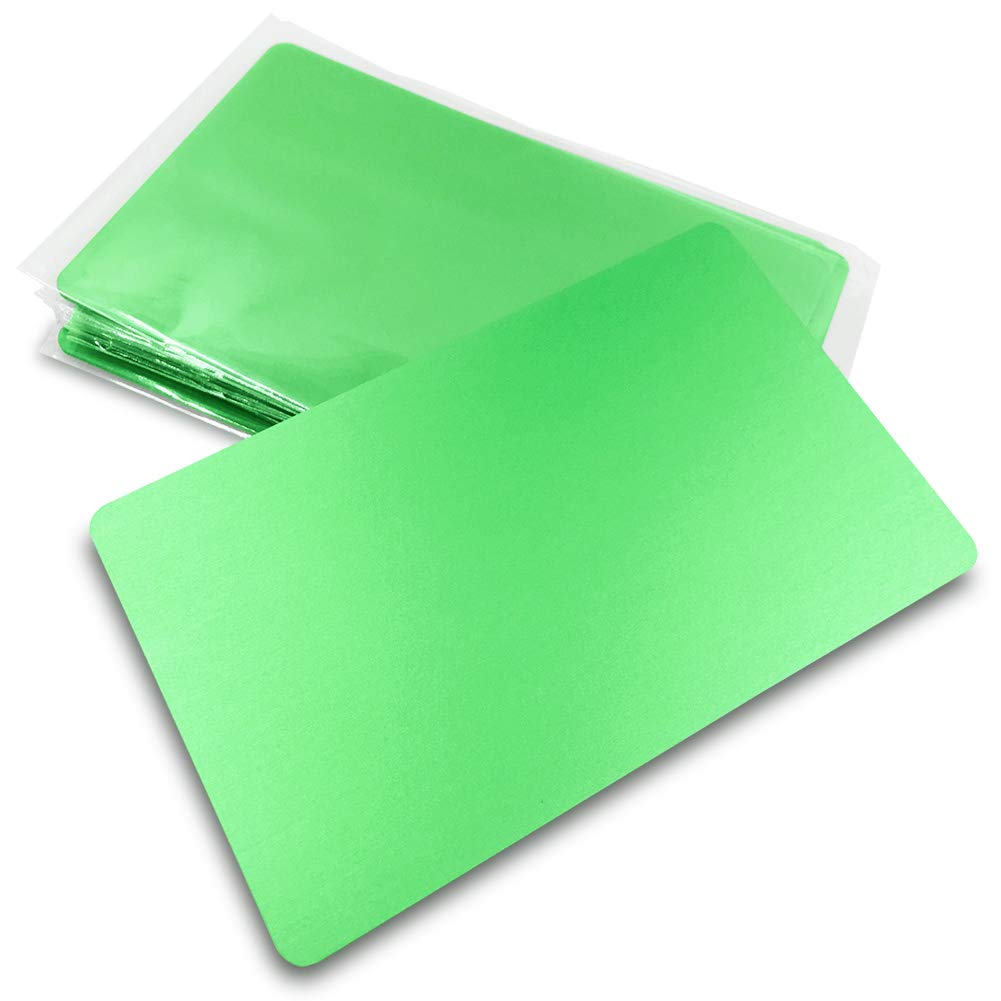 ebamaz Metal Business Cards Anodized Aluminum Plate Plaque DIY Gift Lable Tag 86X54X0.8mm (Green, 10PCS, Blank)