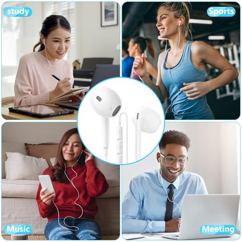 2 Pack Écouteurs Filaires pour iPhone, [Certifié MFi] Écouteurs Intra-Auriculaires, Casque Antibruit Stéréo HiFi avec Micro et Contrôle du Volume pour iPhone 14/14 Pro/13/12/11/XR/XS/X/8/7/SE