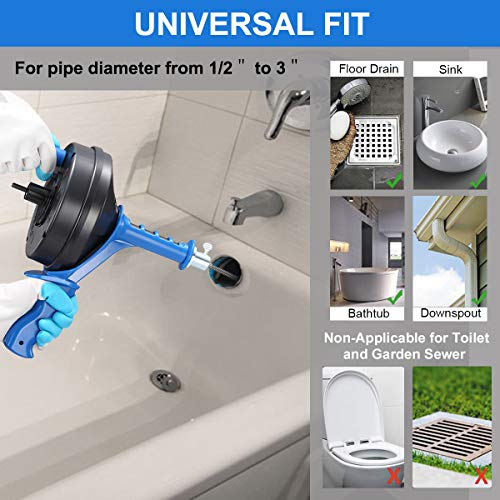 Drain Auger, Breezz Clog Remover with Drill Adapter, 25 Feet Heavy Duty