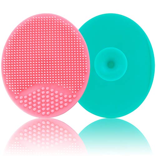 Baby Bath Brush, Baby Cradle Cap Brush, Silicone Massage Brush, Silicone Scrubbers Exfoliator Brush | The SkinSoother Baby Essential for Dry Skin, Cradle Cap and Eczema 2 Pack (Pink & Green)