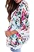 PRETTODAY Women's Floral Print Kimono Lace Loose Tops Sleeves Cover Up Chiffon Blouse (XXL, Mint)