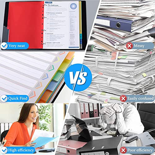 MAKINGTEC A4 Index Paper, 1 to 10 Tab Dividers, Extra Wide File Dividers, Dividers for 2/3/4 Ring Binders, Multi-Coloured 11 Holes Inserts 1-10 Classification Index Paper for Office Home School 3 Pack