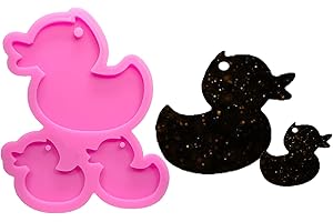 GURATAPA Shiny Glossy Duck Family Mother and Baby Shape Silicone Molds for DIY Craft Keychain Polymer Clay Mold Epoxy Pendant Resin Crafting Making Backpack Cake Decoration Fondant Mould