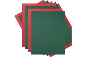 WISHOP 20 Sheets Christmas Thick Paper Cardstock Blank Colored for Xmas DIY Crafts Cards Making, Invitations, Scrapbook Supplies (Green/Red, 8.5 x 11 inches)