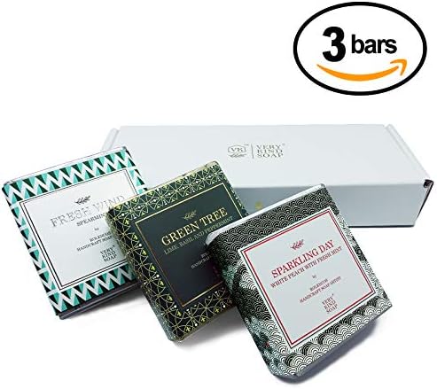 Rolencos 3 Bars Soaps Set, Handmade Castile Soap, Sensitive Skin Care, Bath, Face & Body (Fresh Wind, Green Tree, Sparkling Day), 13.50oz