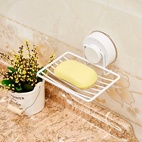 changhao 2 Pack Soap Dish Holder, Super Powerful Vacuum Suction Cup Soap Saver - for Bathroom & Kitchen - Easy Installation and No Drilling Stainless Steel