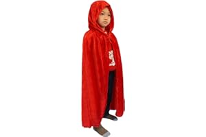 CLOBEAU Kids Halloween Christmas Costumes Cape Velvet Hooded Cosplay Party Cloak Wizard Robe