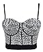 Charmian Women's Burlesque Fashion Beaded Sequins Push Up Crop Top Bustier Bra