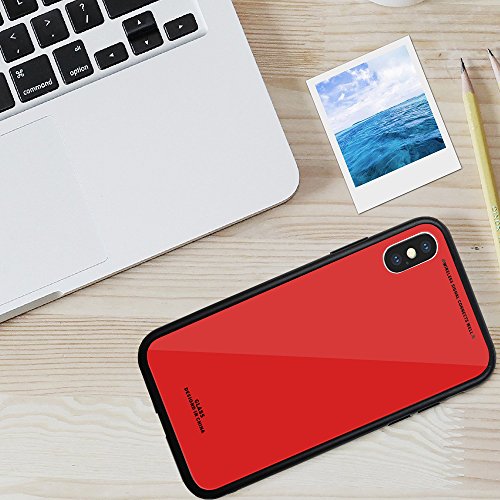 GreenElec iPhone X Case 9H Hardness Glass Back Cover Anti-Scratch with Excellent Grip Compatible for Apple iPhone X (2017) - Red