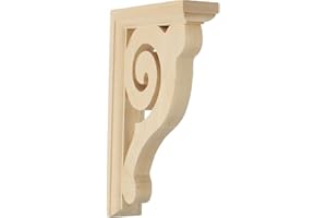Ekena Millwork BKT01X06X08BUAL Bulwark Wood Brackets, 1 1/2"W x 6"D x 8 1/2"H , Alder