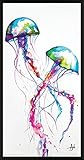 Marc Allante Jellyfish Modern Contemporary Animal Decorative Art Poster Print, Framed 12 by 24