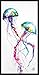 Marc Allante Jellyfish Modern Contemporary Animal Decorative Art Print (Framed 12x24 Poster)