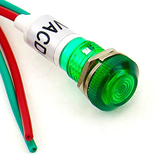 Yuco YC-9WRT-23G-12-10 LED 9mm Miniature Indicator Pilot Light 12V AC/DC, Green, 10 Piece - Thumbnail 5
