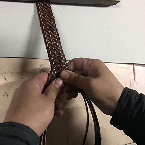 Falari Men's Braided Belt Leather 35mm Brown L 38-40 9007