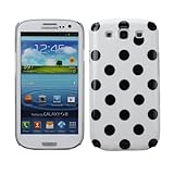 Fosmon Snap On Hard Crystal Design Case Cover for Samsung Galaxy S3 S III - White with Black Polka Dots