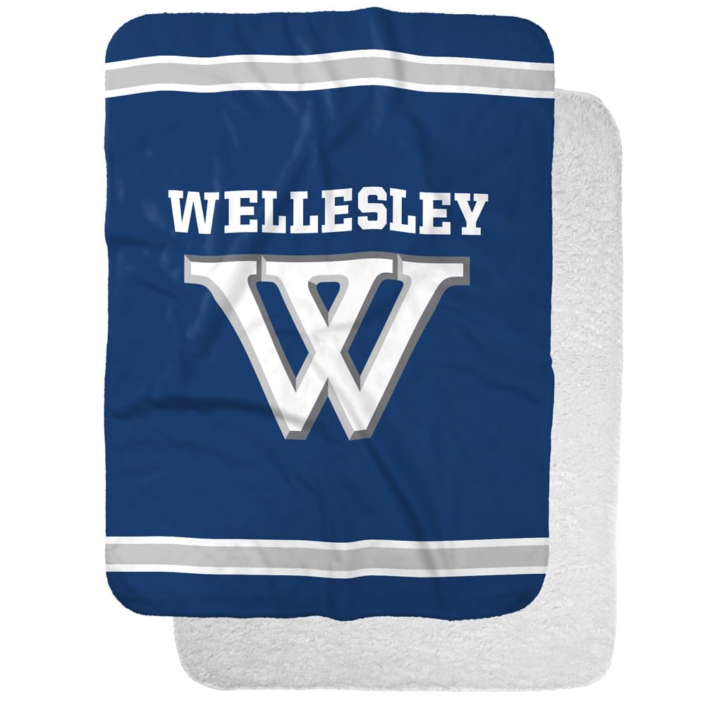 Wellesley Blues Primary Logo Stripes Sherpa