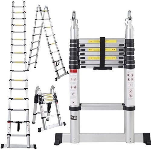 EN131 16.5FT Aluminum Telescoping Telescopic Extension Ladder Tall Multi Purpose by Ladders