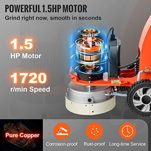VEVOR Electric Concrete Floor Grinder 10" WalkBehind Grinder 1.5HP