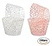 Seamersey 200pcs 2 Colors Cupcake Wrappers Filigree Artistic Bake Cake Paper Cups Little Vine Lace Laser Cut Liner Baking Cup Muffin Holders Case Trays for Wedding Party Birthday Decoration