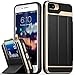 VENA iPhone 8 Plus Wallet Case, iPhone 7 Plus Wallet Case, [vCommute][Military Grade Drop Protection] Flip Leather Cover Card Slot w/Kickstand for Apple iPhone 8 Plus / 7 Plus (Gold/Black)