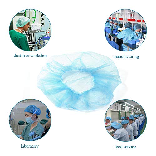 OKEKON Disposable Bouffant Caps Non-woven Dust Cap Hair Net,Elastic Hats Latex Free Great For: Labs, Industry, Food Service, Hospitals With Lightweight & Breathable One Size Fits Most,100Pcs Blue - Thumbnail 3