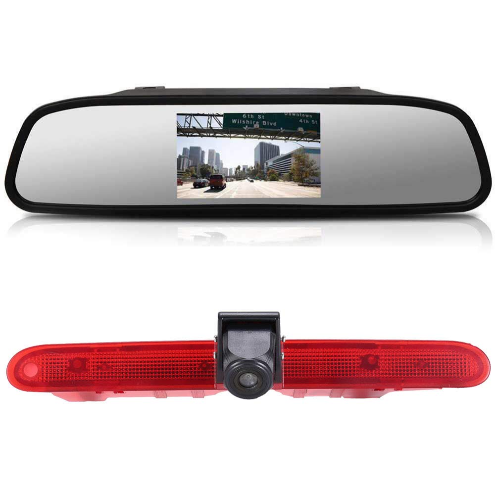 HD 170° Brake Light Roof Rear View Reversing Camera Angle Adjustable Compatible with Toyota Proace Verso/Citroen Berlingo B9 Mk2 MK3/Opel Combo/Limousine X19 Tour Life K9/Peugeot Partner Tepee/Rifter