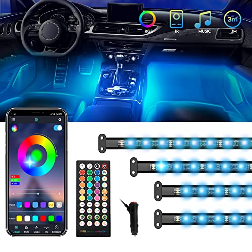 NOVSIGHT Car LED Interior Lights, 72 Lamp Beads 16,000,000 Colors Strip Light Car Accessories with Cigarette Lighter, 12V Car Atmosphere Lights APP Control Lights Dance with Music for Cars Travel