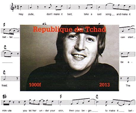The Beatles collectables - John Lennon Imperforate miniature stamp sheet - Superb condition and never hinged - 2013 / Chad / 1000F