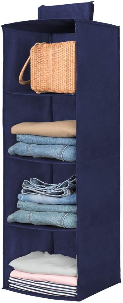 Porchex Hanging 4 Shelf Wardrobe Organizer Clothes Hanging Organizer Wardrobe for Regular Garments Shoes Storage Cupboard Shelf Organizer Hanging Organizers for Clothes Hanging Storage