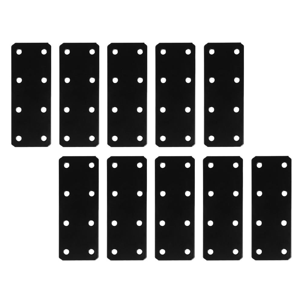 DOITOOL Flat Brace Brackets 10Pcs Solid Metal Mending Plates 3.8X1.5 Inch Repair Fixing for Furniture Shelves Drawers Cabinets