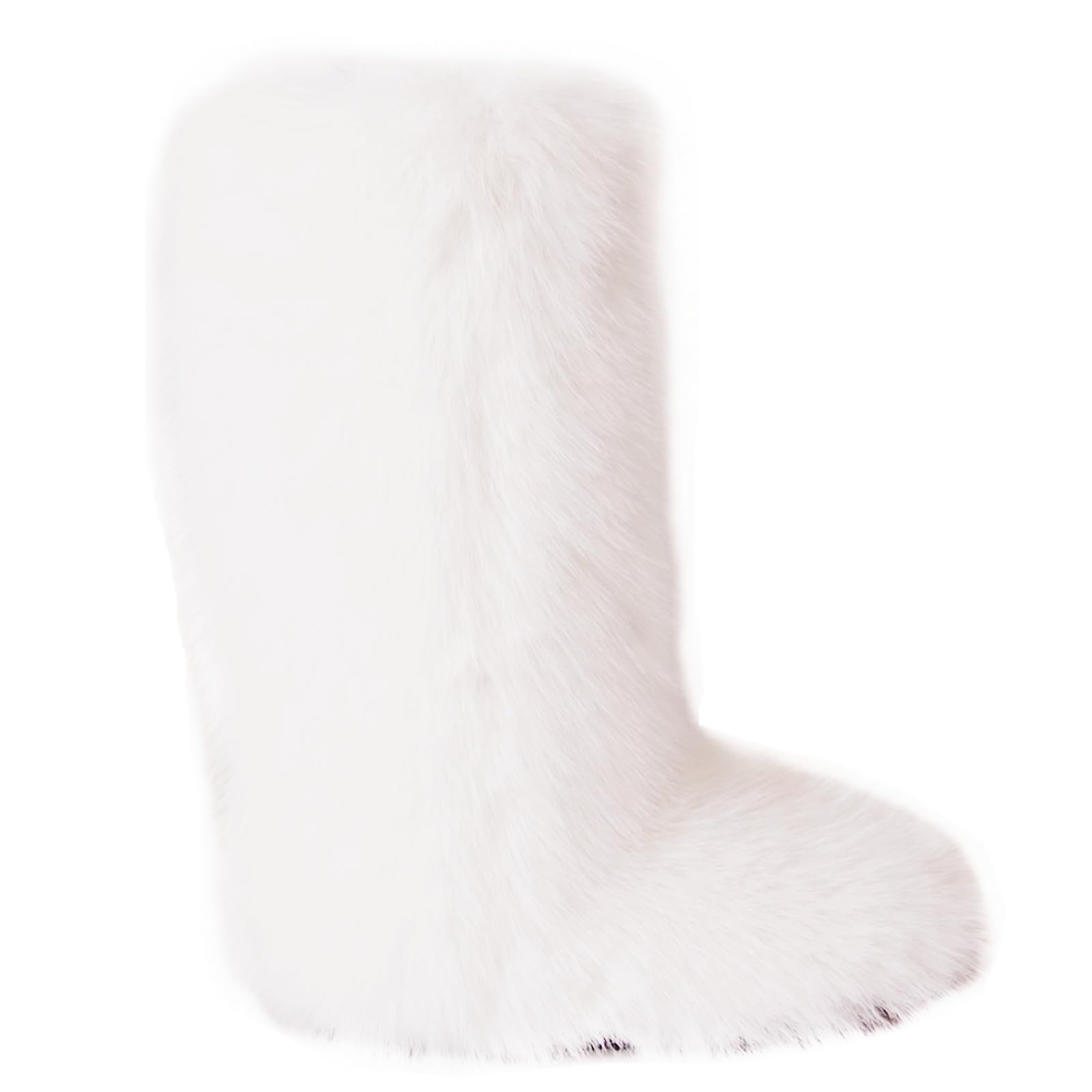 Photo 1 of Gegefur Women's Furry Fluffy Boot Faux Fur Long Snow Boot Knee High Boots Warm Comfortable Outdoor Flat Shoes (White, Adult, Women, 7, Numeric, US Footwear Size System, Medium)