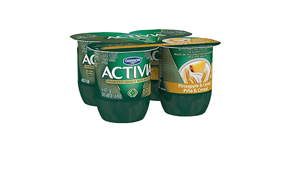 Danone activia fiber vanilla and cereal low fat yogurt - 4ct (036632035615)