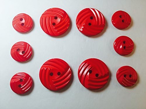 Poppy RED BUTTON SET -Tailored 2 Hole-LIne Design ~ For Blazer, Suits, Sport Coat, Uniform, Jacket, Dresses 10 Pc.