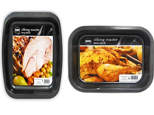 BS 2 x Non Stick Oven Baking Roasting Roaster Tin Tray Pan