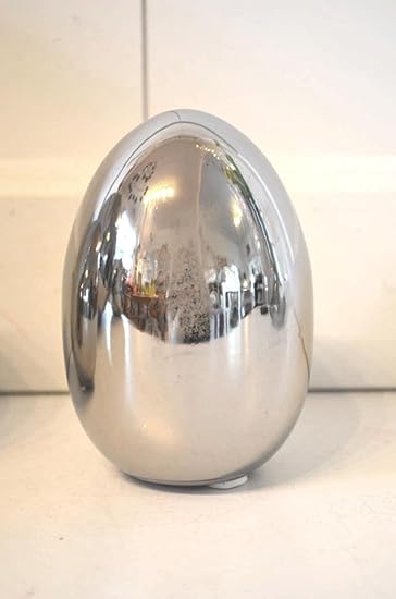 HKT Home Deco Osterei aus Keramik silber Ostern Osterei Ei Edel Osterdeko Tischdeko chrom Deko ca. 15cm