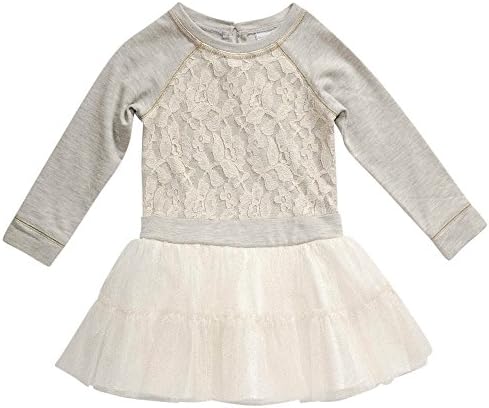 Bloome Big Girls' Knit to Mesh Dropwaist Fashion Dress, Grey/Ivory, 7