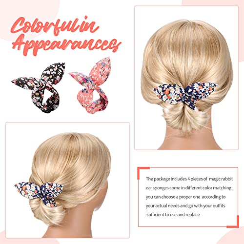 Hair Bun Maker 4 Pack Deft Bun Rabbit Ear Sponge Foam French Twist