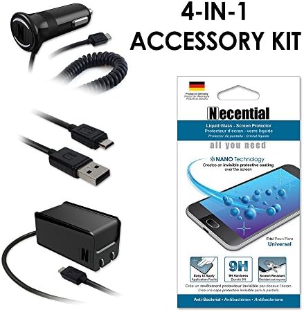 USB Accessory Kit - Includes Liquid Glass Screen Protector and 3 Different Chargers - Micro USB Home, Car, and USB Cable Chargers I Compatible with Galaxy S9/S9+ and Galaxy Note 8