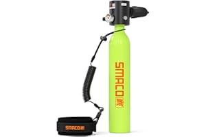 SMACO Mini Scuba Tank 0.5L Portable Diving Tank Support up to 10 Minutes of Underwater Breath, Small Scuba Tank Pony Bottle for Free Diving Within 33ft or Used as Backup Air Within 100ft
