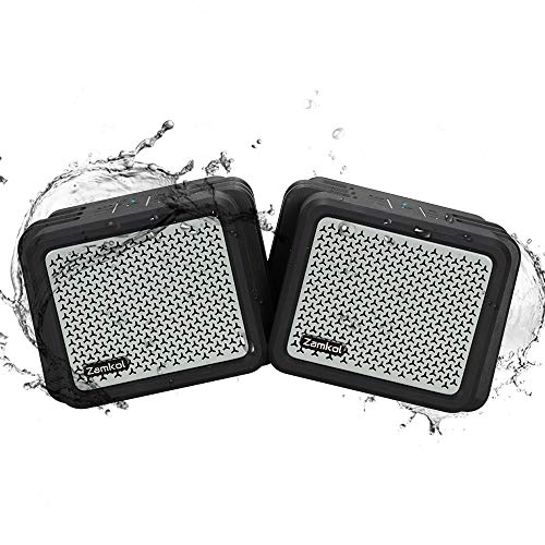 (2Pack) Bluetooth Speakers, Zamkol Outdoor Bluetooth Speakers Waterproof IPX7 Wireless Stereo Pairing Loud, Deep Bass,TWS, Built-in 5200mAh Power Durable for Party Bus, Home, Outdoors, Travel