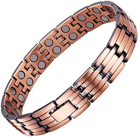 UINSTONE Men’s Bracelet made from PURE Copper with DOUBLE row HIGH GRADE Magnets, elegant MAGNETIC THERAPY Bracelet helps to relief Joint Pain, Arthritis, RSI, &amp; Carpal Tunnel