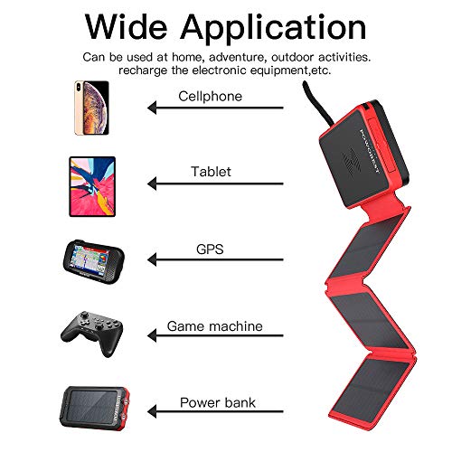 POWOBEST Solar Power Bank 20000mAh,Solar Charger,Qi Wireless Charger,Portable External Battery Pack with LED Flashlight,Cell Phone Solar Chargers,Charge 3 Devices Simultaneously 3 Solar Panels