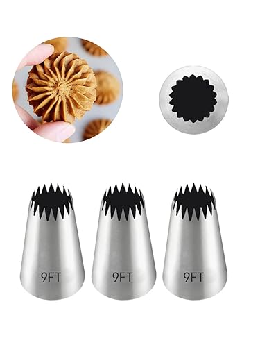 Churro Piping Tip,Piping Tips for Eclair,Open Star Pastry Tip Large for  Piping,9FT Icing Tips,3 Pcs in Kuwait Whizz Icing Dispensers Tips