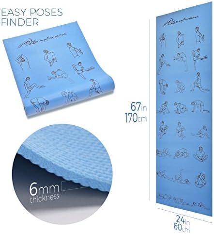 Yoga Mat - Eco Friendly Anti-bacterial Non-Slip Aerobics Mat by Therapy Fitness Mat - All Purpose Exercise &amp; Workout Equipment Floor Mats with Carrying Strap