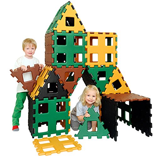 Natural XL Polydron Set 1, Natural Colours, Large Den Building Outdoor Construction Tiles