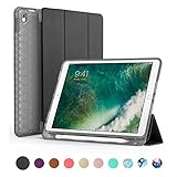 iPad Pro 10.5 Case with Pencil Holder, Swees Slim Full Body Protective Smart Cover Leather Case Rugged Shockproof with Stand Built-in Apple Pencil Holder for iPad Pro 10.5 inch, Black