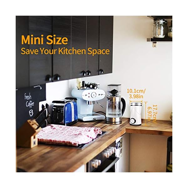 Kaffeemühle Elektrische, morpilot 150W Kaffeemühle mit 70g Fassungsvermögen,Edelstahlmesser, Pinsel, Mühle für… – Bild 7