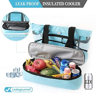 Sheye&Yelin Beach Bag with Insulated Cooler- Many Pockets Durable Sandproof Mesh Tote Bag for Women 51Jg35uN3UL